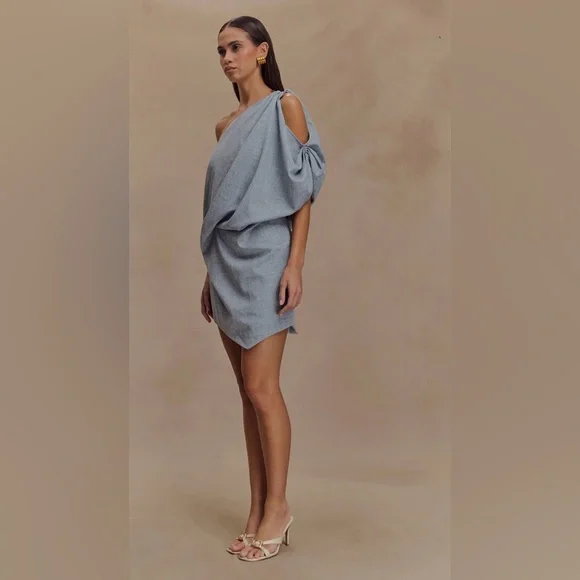 Meshki One-Shoulder Light Blue Dress - Picture 5 of 8